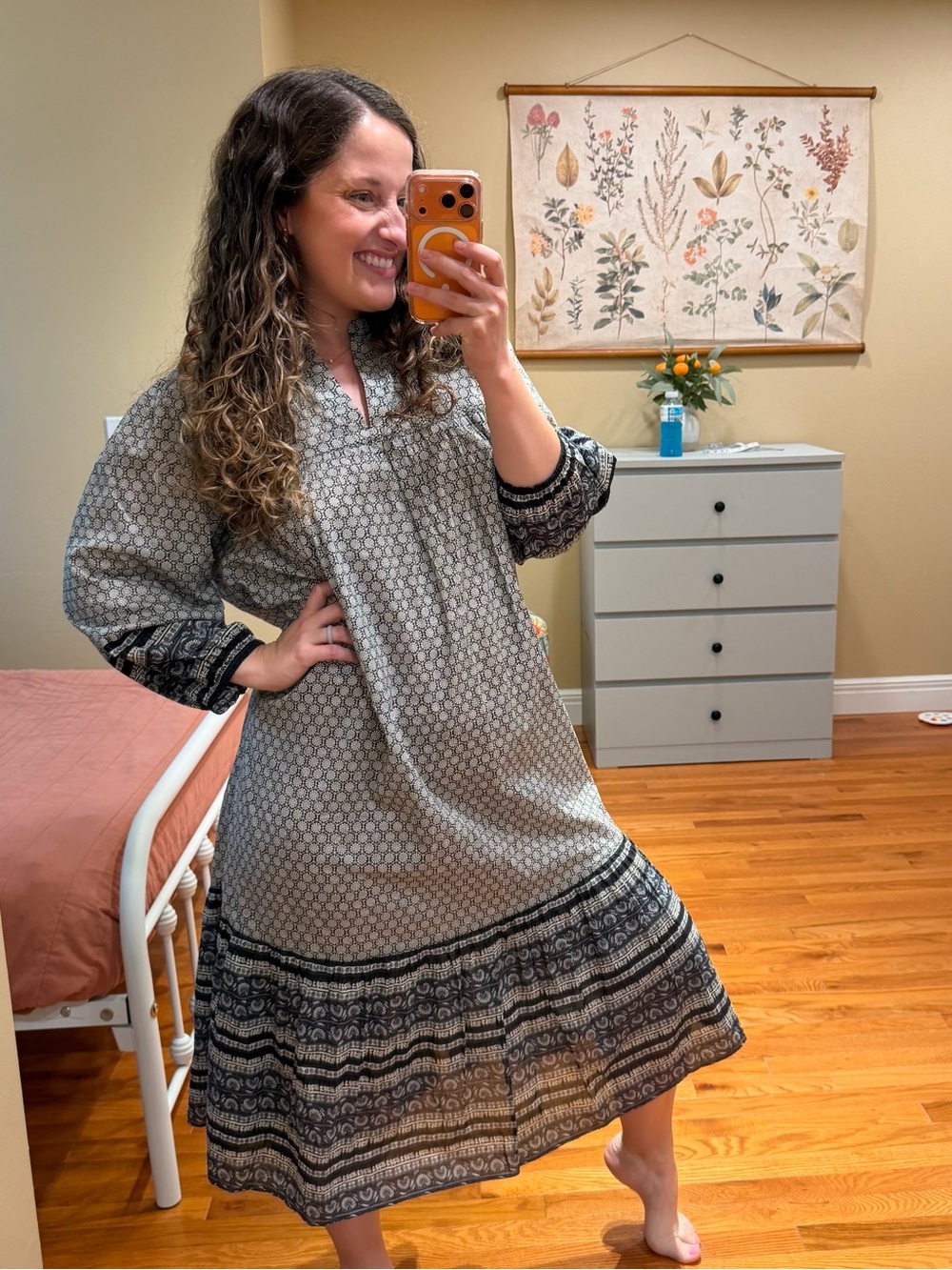 Anthropologie Anna SUI Black & White Patterned Maxi Dress Boho Cotton Large - Picture 1 of 12